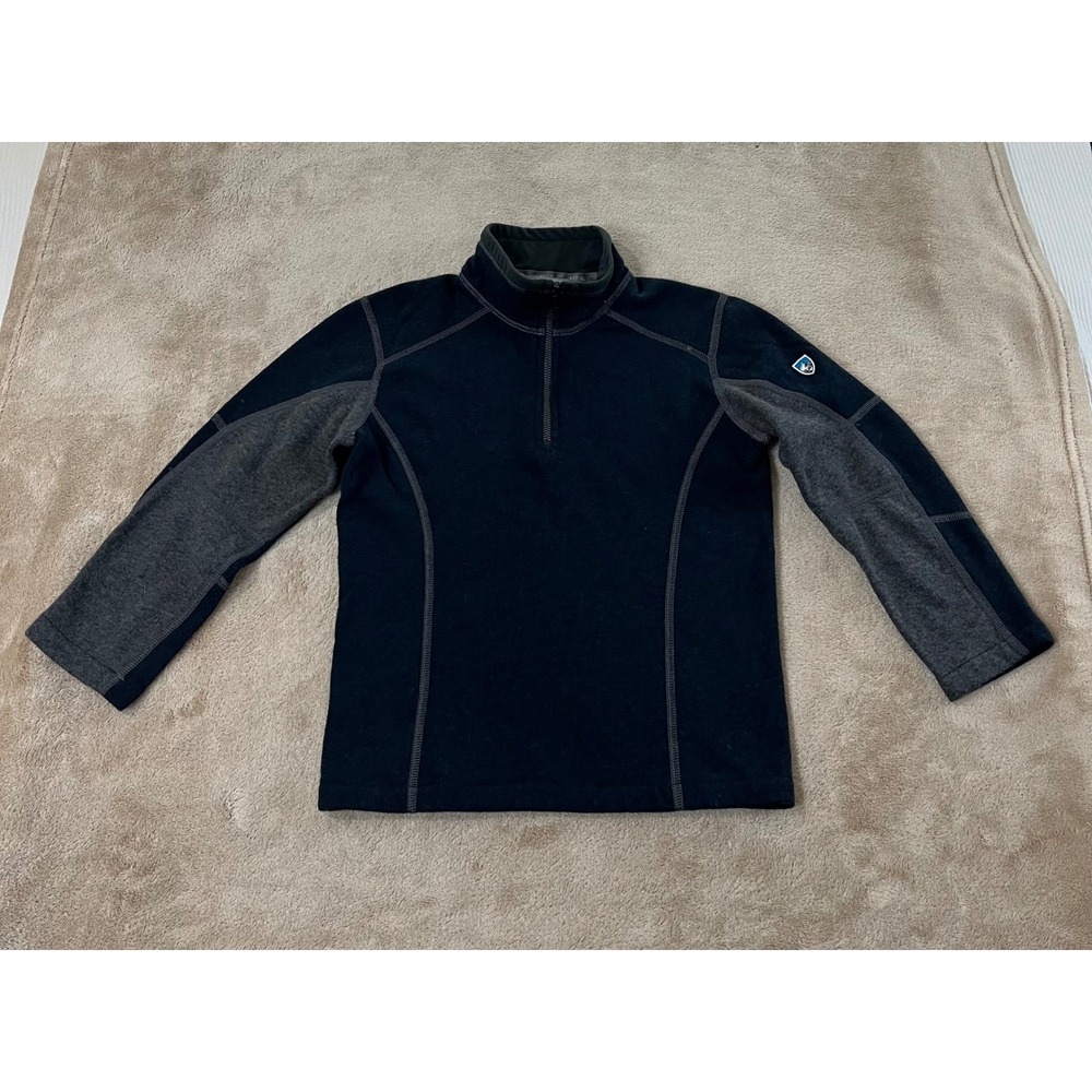Kuhl Kashmira Fleece Quarter Zip‎ Pullover Boys XS 5-6 Dark Navy Mock Neck EUC